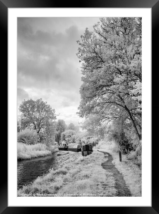 Boats Moored On The Oxford Canal At Lower Heyford  Framed Mounted Print by Peter Greenway