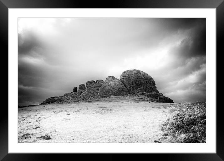 The Iconic Heytor Tor on Dartmoor In Infrared Framed Mounted Print by Peter Greenway