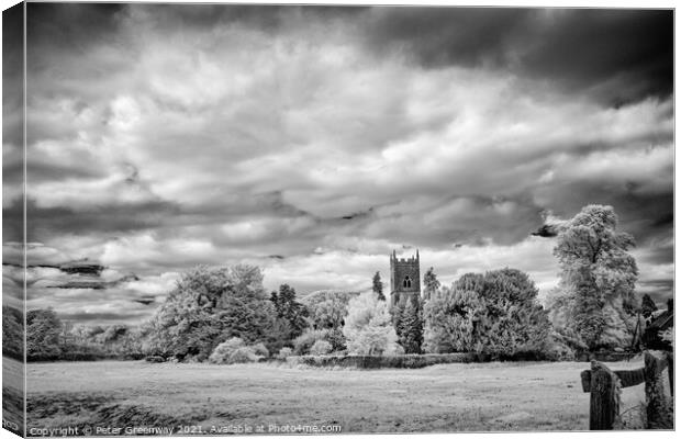 Straton Audley Parish Church Across The Meadow In  Canvas Print by Peter Greenway