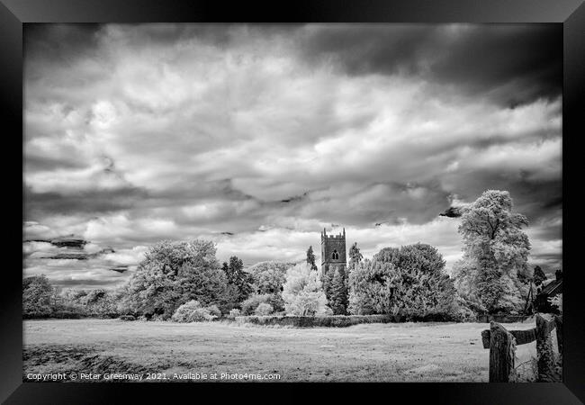 Straton Audley Parish Church Across The Meadow In  Framed Print by Peter Greenway