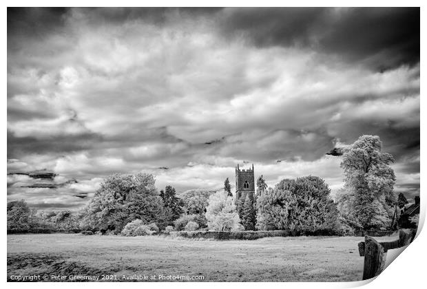 Straton Audley Parish Church Across The Meadow In  Print by Peter Greenway