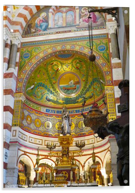Inside the Notre Dame de la Garde showing the alte Acrylic by Ann Biddlecombe