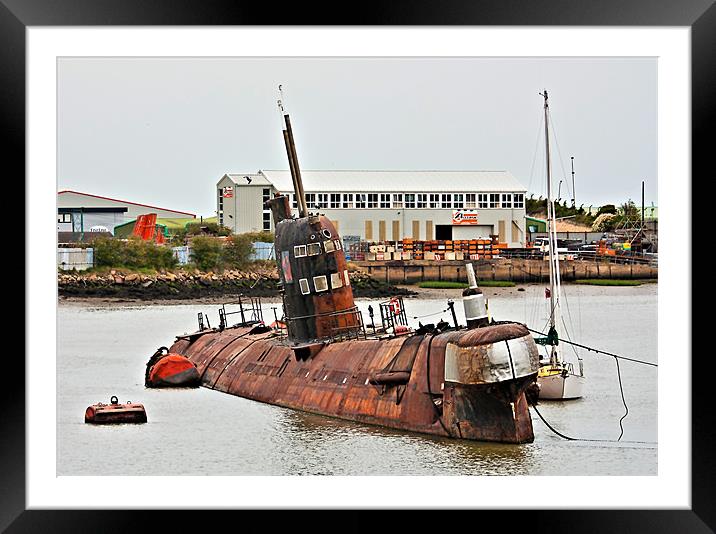 Russian Submarine in River Medway HDR Framed Mounted Print by Dawn O'Connor