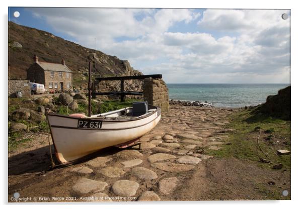 Boat on the slipway at Penberth, Cornwall Acrylic by Brian Pierce