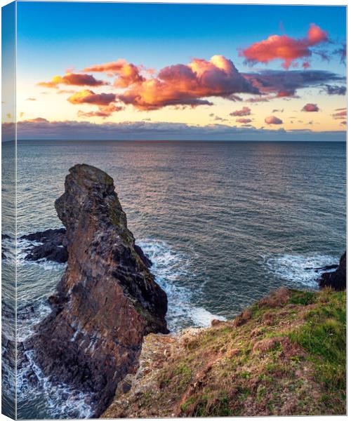 Ceibwr Sunset, Pembrokeshire, Wales, UK Canvas Print by Mark Llewellyn