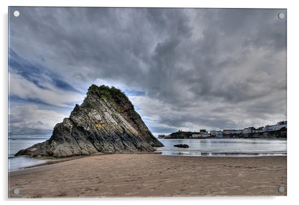 Goscar Rock, Tenby Acrylic by Steve Purnell