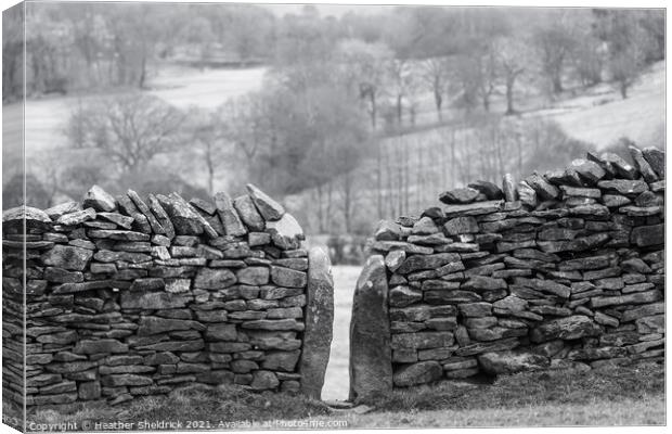 Drystone wall with stile Canvas Print by Heather Sheldrick