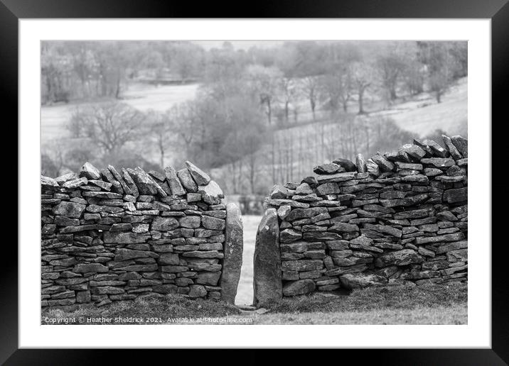 Drystone wall with stile Framed Mounted Print by Heather Sheldrick