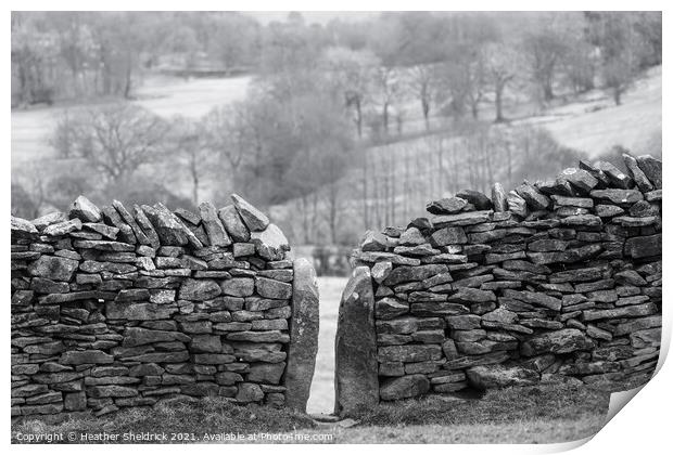 Drystone wall with stile Print by Heather Sheldrick