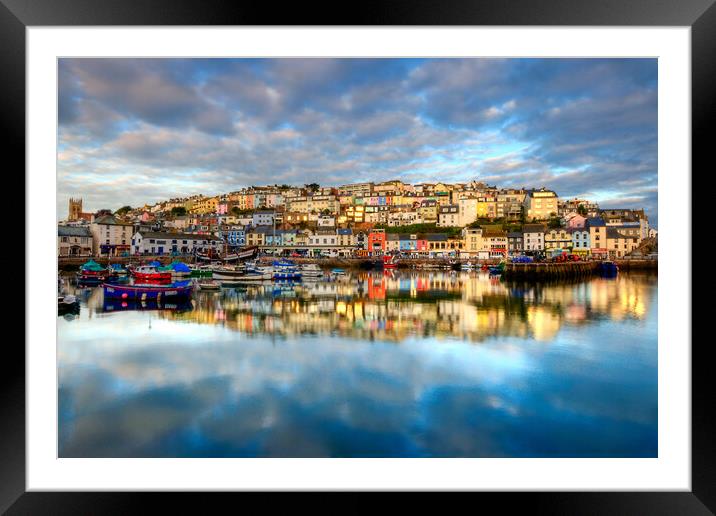 Brixham reflection Framed Mounted Print by kevin wise