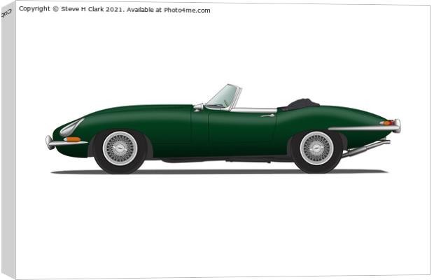 Jaguar E Type Roadster British Racing Green Canvas Print by Steve H Clark