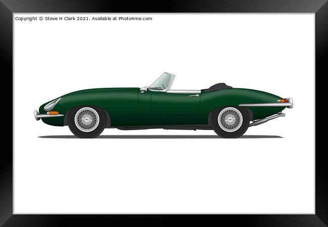 Jaguar E Type Roadster British Racing Green Framed Print by Steve H Clark