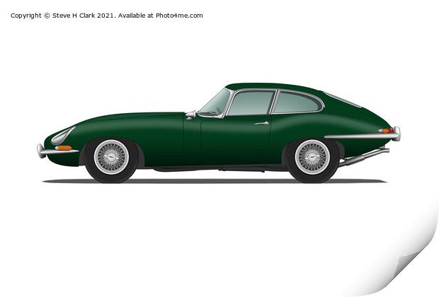 Jaguar E Type Coupe British Racing Green Print by Steve H Clark