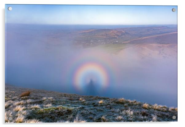 Brocken spectre above the village of Hayfield Acrylic by John Finney