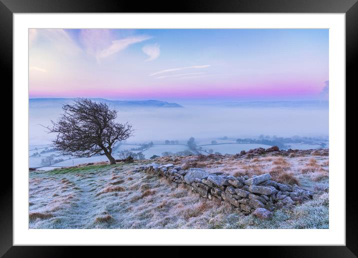Win hill Dawn, Derbyshire Peak District Framed Mounted Print by John Finney