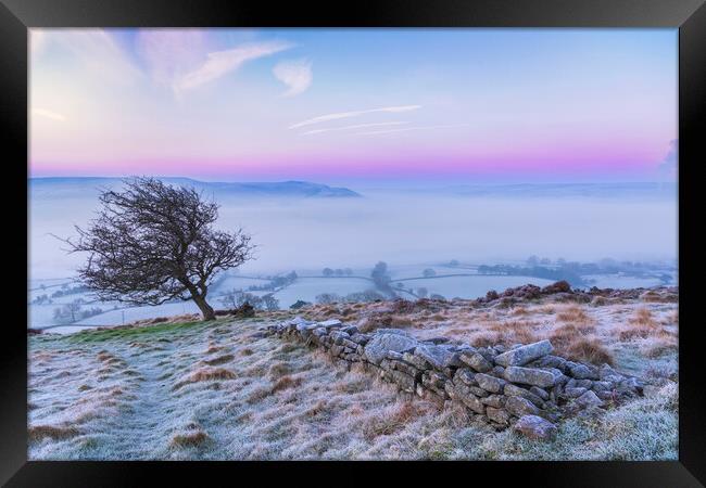 Win hill Dawn, Derbyshire Peak District Framed Print by John Finney