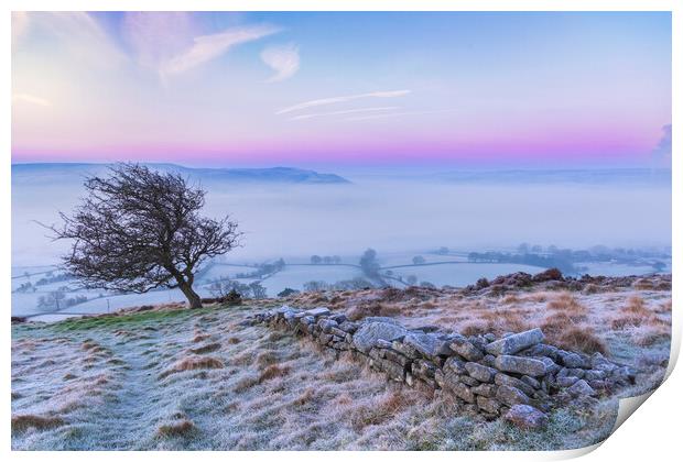 Win hill Dawn, Derbyshire Peak District Print by John Finney