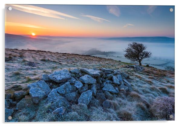 Win hill sunrise, Derbyshire Peak District Acrylic by John Finney