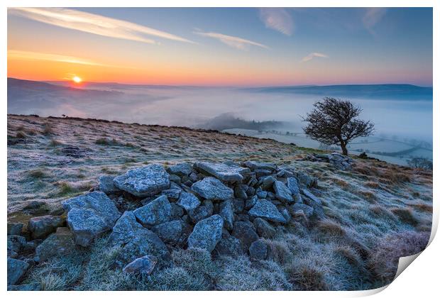 Win hill sunrise, Derbyshire Peak District Print by John Finney