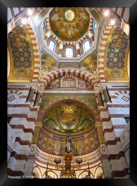 Inside the Notre Dame de la Garde showing  above t Framed Print by Ann Biddlecombe