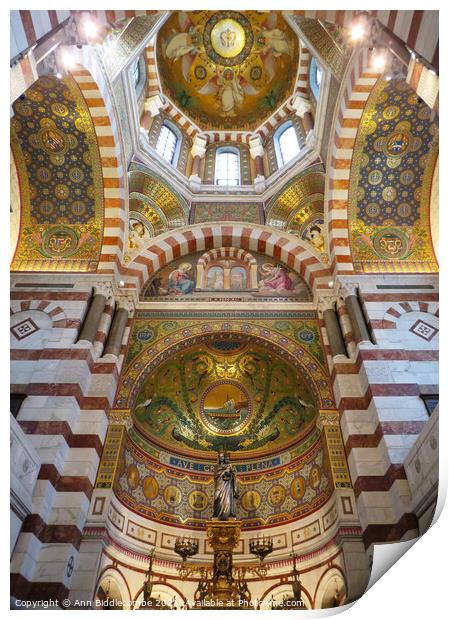 Inside the Notre Dame de la Garde showing  above t Print by Ann Biddlecombe
