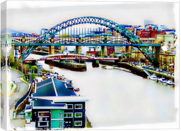 The Tyne Bridges, Port of Tyne, in Abstract Canvas Print by Sheila Eames