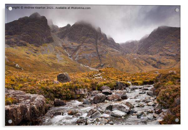 Mountainous scenery on the Isle of Skye, Scottish highlands Acrylic by Andrew Kearton