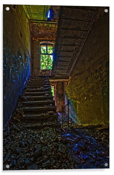 Ruined Stairs. Acrylic by Nathan Wright