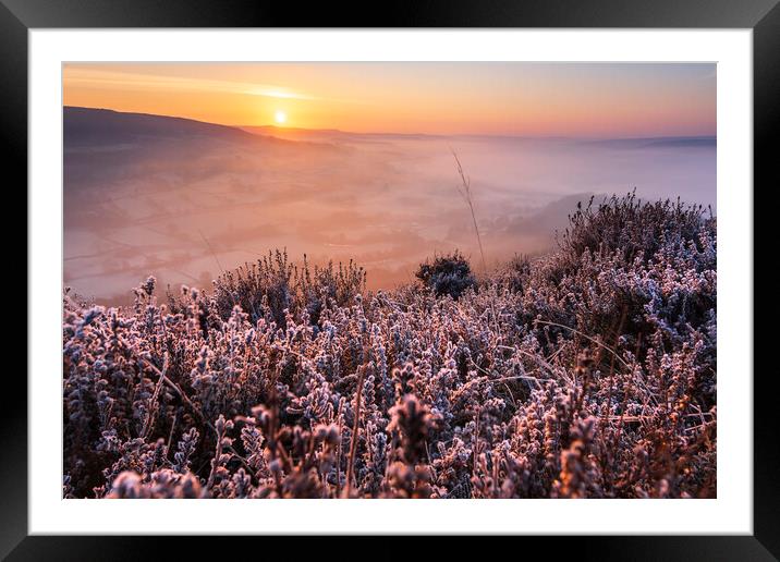 Win hill sunrise, Derbyshire Peak District Framed Mounted Print by John Finney