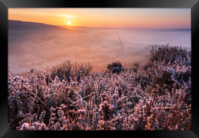 Win hill sunrise, Derbyshire Peak District Framed Print by John Finney