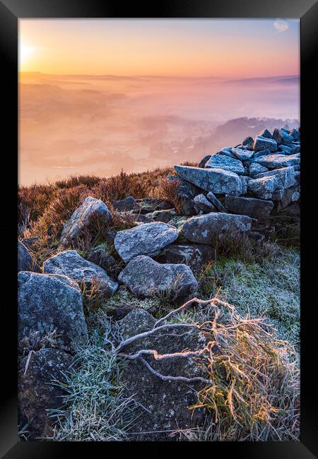 Frosty Colours at sunrise. Derbyshire, Peak Distri Framed Print by John Finney