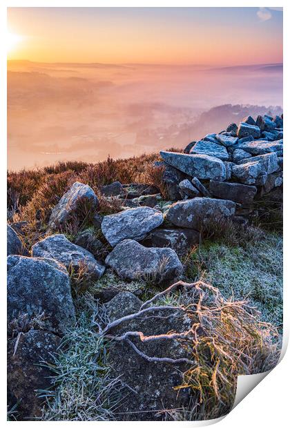 Frosty Colours at sunrise. Derbyshire, Peak Distri Print by John Finney