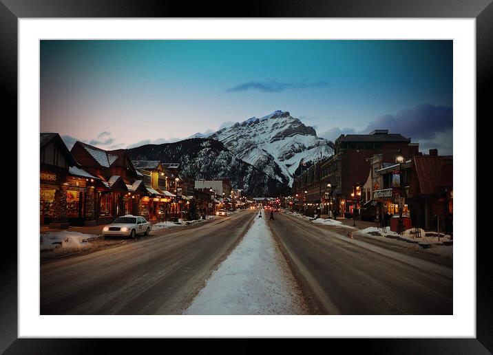 Banff Avenue Alberta Canadian Rockies Canada Framed Mounted Print by Andy Evans Photos