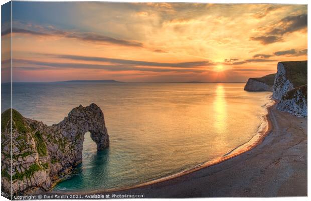 Durdle Door Sunset Canvas Print by Paul Smith