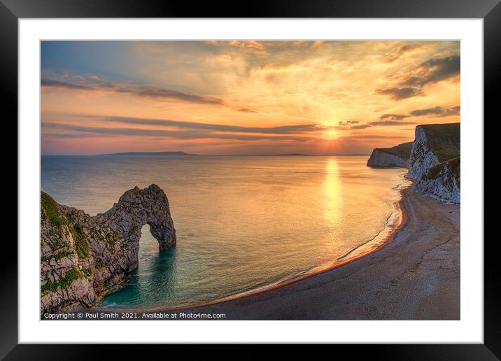 Durdle Door Sunset Framed Mounted Print by Paul Smith