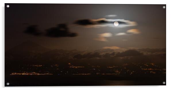 Moon rising over Tenerife Acrylic by David O'Brien