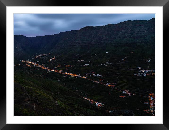 Hermigua Valley by night Framed Mounted Print by David O'Brien