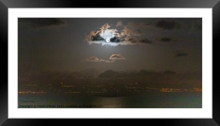 Moon rising over Tenerife Framed Mounted Print by David O'Brien
