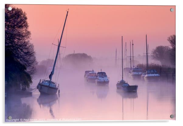 Pink Sunrise at Wareham Quay Acrylic by Paul Smith