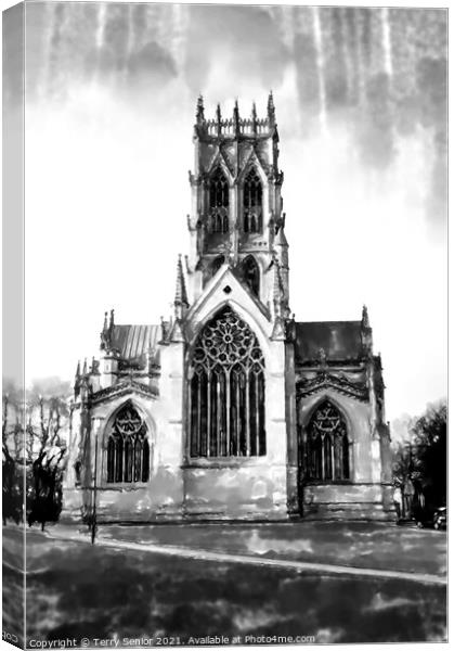  B&W Minster and Parish Church of St George, Donca Canvas Print by Terry Senior