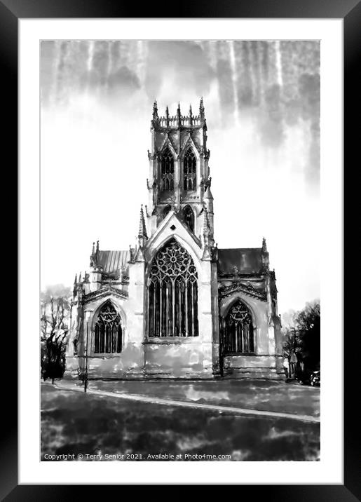  B&W Minster and Parish Church of St George, Donca Framed Mounted Print by Terry Senior