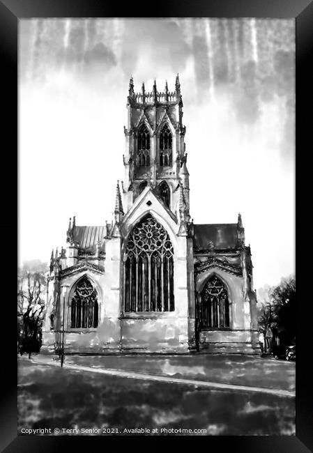  B&W Minster and Parish Church of St George, Donca Framed Print by Terry Senior