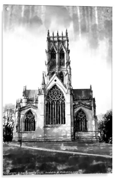  B&W Minster and Parish Church of St George, Donca Acrylic by Terry Senior