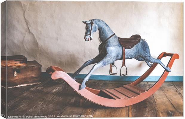 Childrens Attic Nursery Rocking Horse Canvas Print by Peter Greenway