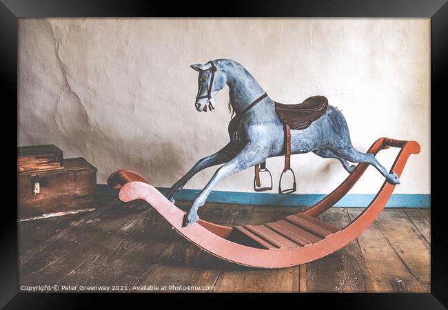 Childrens Attic Nursery Rocking Horse Framed Print by Peter Greenway