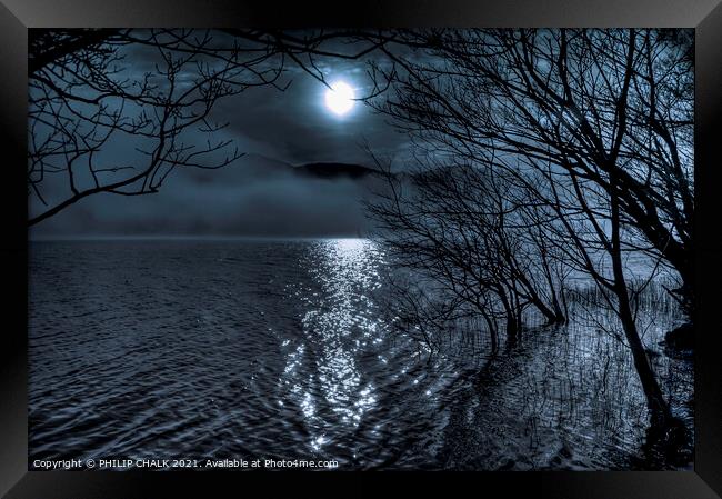 Moonlight on Ullswater in the lake district 366 Framed Print by PHILIP CHALK