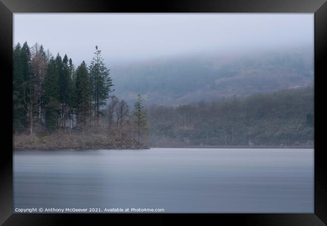 Misty Loch Ard  Framed Print by Anthony McGeever