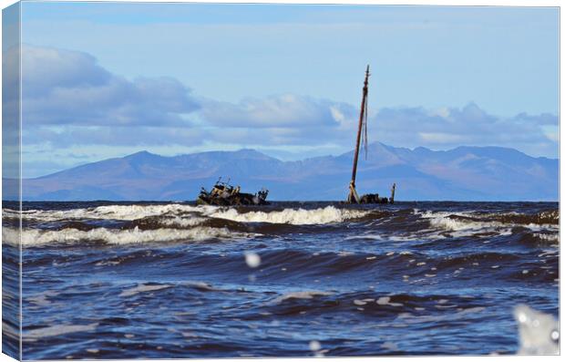 Old Clyde puffer Kaffir aground at Ayr Scotland Canvas Print by Allan Durward Photography