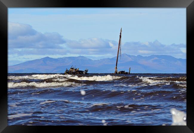 Old Clyde puffer Kaffir aground at Ayr Scotland Framed Print by Allan Durward Photography
