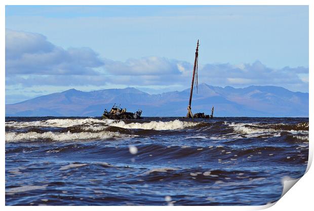 Old Clyde puffer Kaffir aground at Ayr Scotland Print by Allan Durward Photography